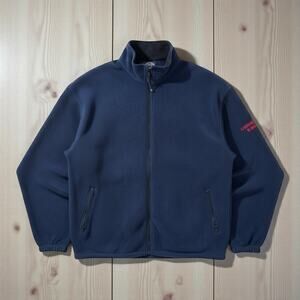 VTG Y2K CHARLES RIVER APPAREL Mens Full Zip Fleece Jacket Flag Blue 3XL Gorpcore